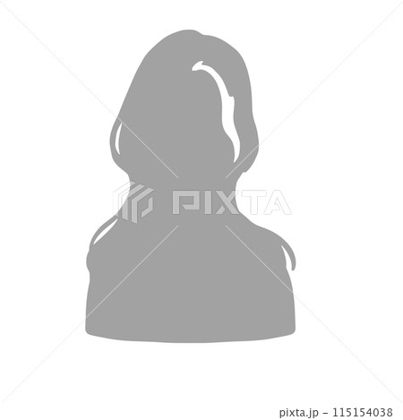 ロングヘアの女性シルエットイラスト グレー ロングヘアの女性シルエットイラスト グレー 115154038