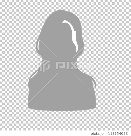 ロングヘアの女性シルエットイラスト グレー ロングヘアの女性シルエットイラスト グレー 115154038