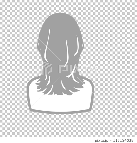女性の後ろ姿シルエットイラスト ウルフロング グレー 女性の後ろ姿シルエットイラスト ウルフロング グレー 115154039