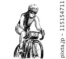 Drawing of woman cyclist in road bike 115154711