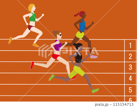 陸上競技の女子の短距離走のイラスト素材です。 115154713