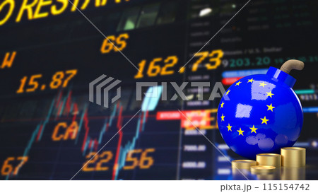 The euro flag symbol on Bomb for Business concept 3d rendering. 115154742