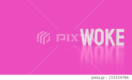 The woke text on pink background 3d rendering. The woke text on pink background 3d rendering. 115154766