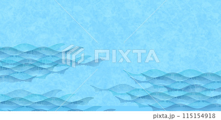 波　青　和柄　曲線　背景	 115154918