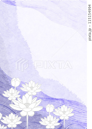 喪中　和柄　蓮　はがき　背景 115154994