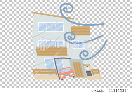 Three-storey house hit by gusts of wind Three-storey house hit by gusts of wind 115155334