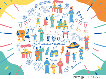 夏祭りを楽しむ人達 夏祭りを楽しむ人達 115155338