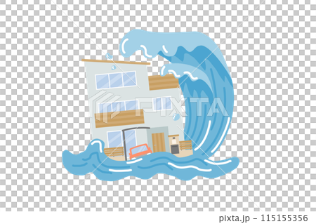 A three-storey house damaged by the tsunami 115155356