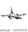 Drawing of the fighting jet at battle field  115155591