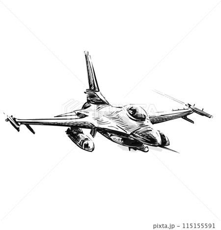 Drawing of the fighting jet at battle field  115155591