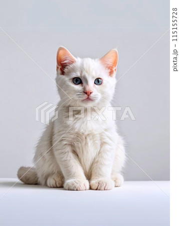 お座りした白い子猫 115155728