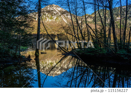 【上高地】焼岳を映す大正池_04 【上高地】焼岳を映す大正池_04 115156227