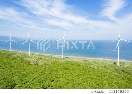 海に立つ風車(空撮) 海に立つ風車(空撮) 115156899
