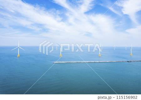 洋上風力発電(空撮) 洋上風力発電(空撮) 115156902