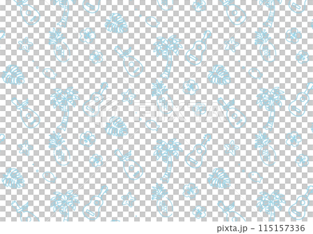 Cute summer icon line drawing_seamless white background Cute summer icon line drawing_seamless white background 115157336