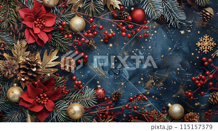 クリスマスツリーの飾りの背景　AI画像 115157379