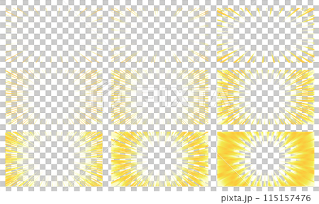 黄色のグラデーションの集中線の素材セット 115157476