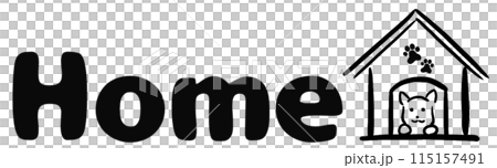 HPアイコンでも使えるシンプルな白黒でかわいい文字HOME犬小屋 115157491