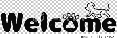 簡單的黑白可愛文字歡迎遛狗，也可以用作 HP 圖標 115157492