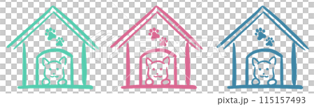 犬が居る犬小屋のシンプルで可愛いゆるいイラスト 115157493