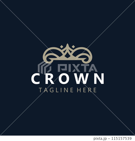 Crown logo vintage design. premium Crown king modern luxury brand element concept symbol Crown logo vintage design. premium Crown king modern luxury brand element concept symbol 115157539