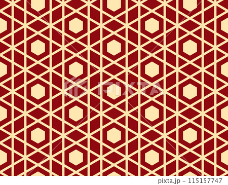 Abstract geometric pattern. A seamless vector background. Golden and red ornament. Graphic modern pattern. Simple lattice graphic design 115157747