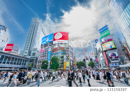 「東京都」渋谷スクランブル交差点の風景　渋谷区 115158397