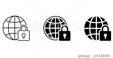 インターネットアイコンとロック セキュリティ インターネットアイコンとロック セキュリティ 115158505