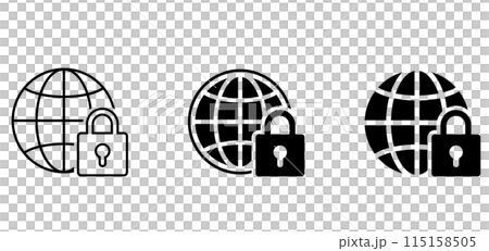 インターネットアイコンとロック セキュリティ インターネットアイコンとロック セキュリティ 115158505