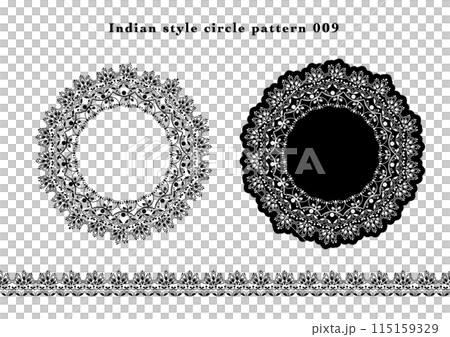 インド風円形レース模様素材 009 インド風円形レース模様素材 009 115159329