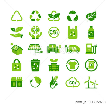 エコモチーフ ベクターアイコンイラストセット (エコ・リサイクル・SDGs)  115159705