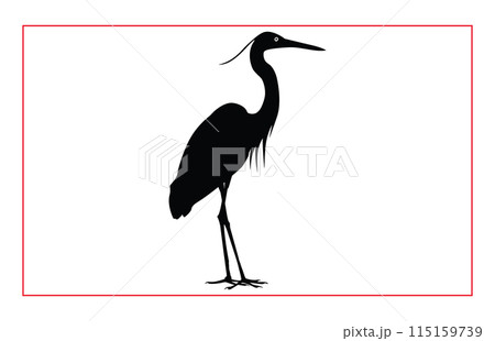 Heron Birds silhouette illustration set, Silhouette of standing Heron 115159739