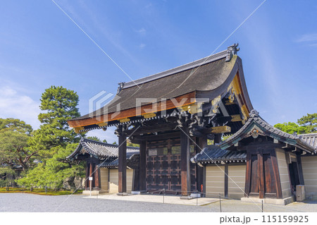 新緑の季節の京都御所 宜秋門 新緑の季節の京都御所 宜秋門 115159925