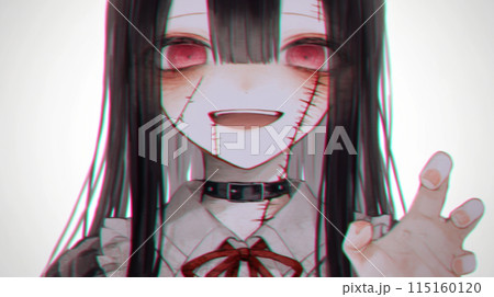 顔が傷だらけの若い女性（ハロウィンの装い）