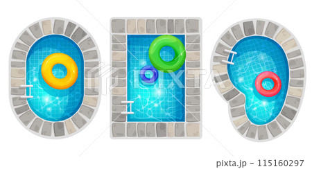 Top view swimming pools set 115160297