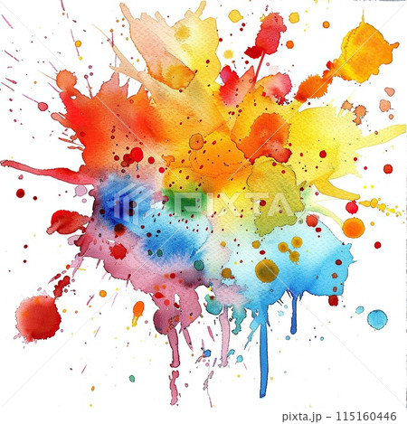 Bright watercolor spots, blots on sheets of paper. 115160446