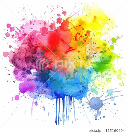 Bright watercolor spots, blots on sheets of paper. 115160494