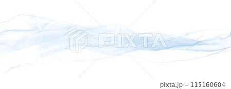 Blue sky Organza fabric flying in curve shape, Piece of textile blue sky organza fabric throw fall in air. White background isolated motion blur 115160604