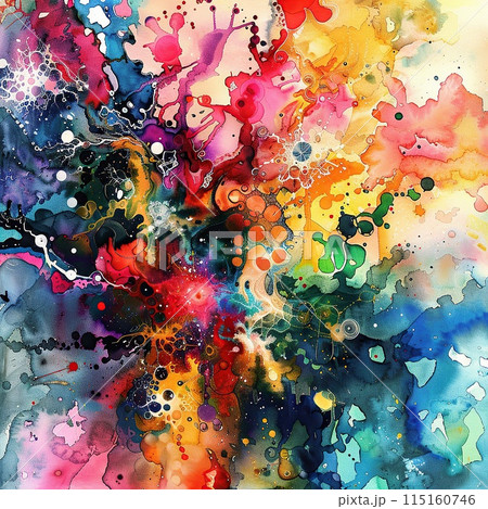 Bright watercolor spots, blots on sheets of paper. Bright watercolor spots, blots on sheets of paper. 115160746