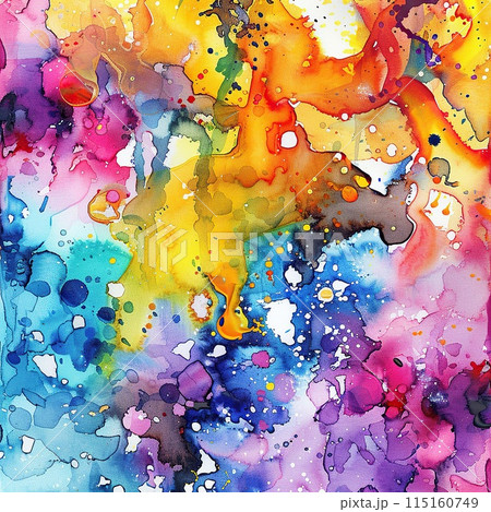 Bright watercolor spots, blots on sheets of paper. Bright watercolor spots, blots on sheets of paper. 115160749