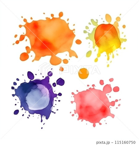Bright watercolor spots, blots on sheets of paper. Bright watercolor spots, blots on sheets of paper. 115160750