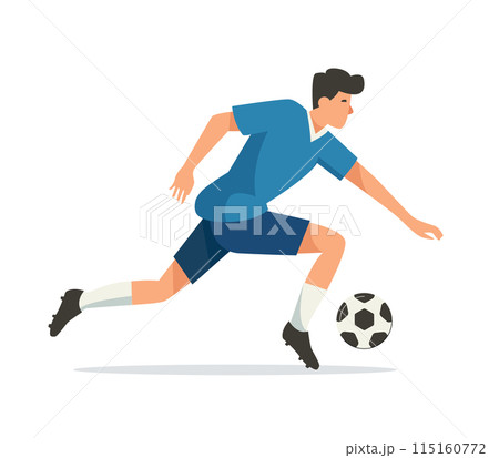 Soccer players running with ball. vector illustration 115160772