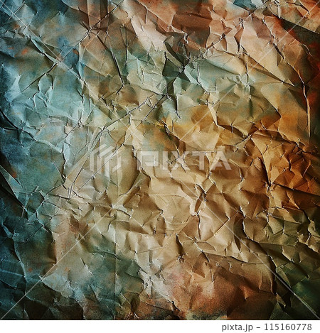 Grunge texture of old, multi-colored crumpled paper. 115160778