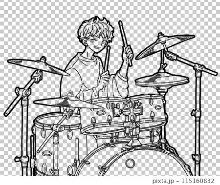 一個打鼓的人的插圖 一個打鼓的人的插圖 115160832