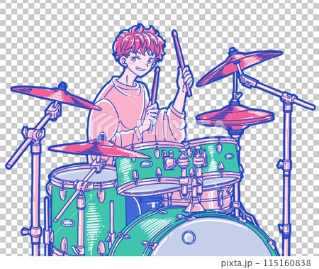 一個打鼓的人的插圖 115160838