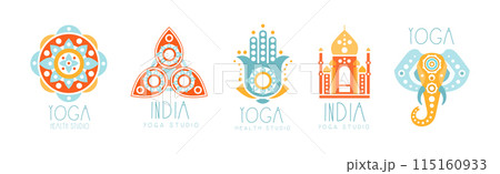 India Yoga Studio Center Logo Design Vector Set India Yoga Studio Center Logo Design Vector Set 115160933