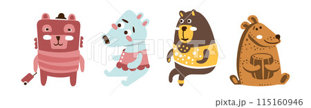 Cute Bear Forest Animal with Pretty Snout Vector Set Cute Bear Forest Animal with Pretty Snout Vector Set 115160946