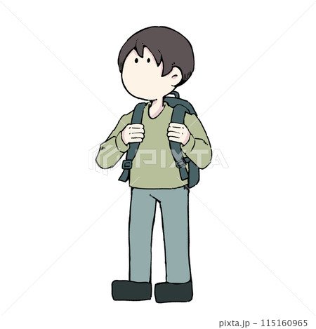 リュックを背負って出かけようとしている男性 リュックを背負って出かけようとしている男性 115160965