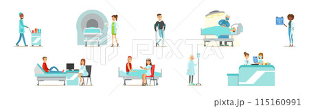 Doctor and Medical Staff with Patient Vector Set 115160991