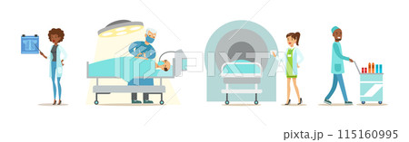 Doctor and Medical Staff with Patient Vector Set 115160995